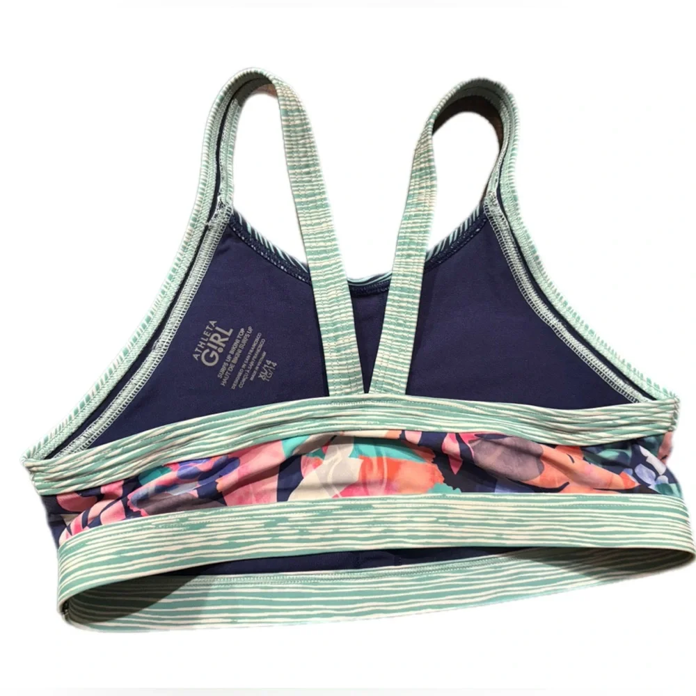 Athleta Girl Floral Striped‎ Women's Swim Top
